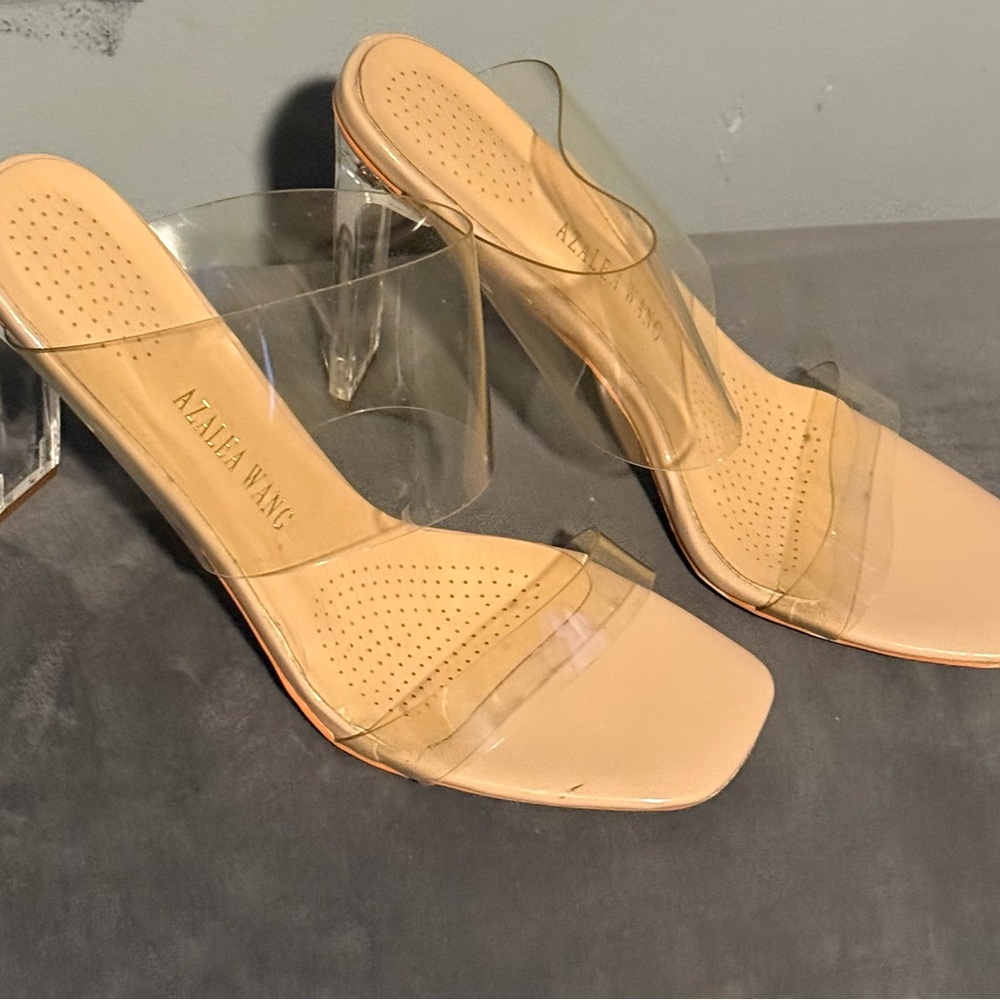 Azalea Wang Transparent and Nude Cinderella Heels Shoes size 10
